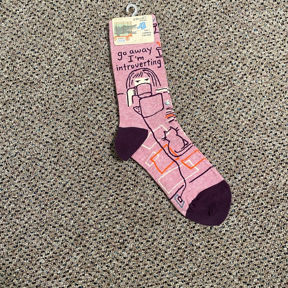 Blue Q Pink and Purple Introverting Socks